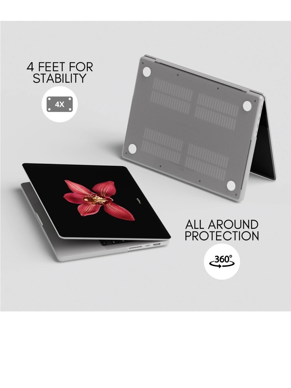 NWT FRAGOLA Black Laptop Skin with Red Orchid Design MacBook 16 - Picture 6 of 6